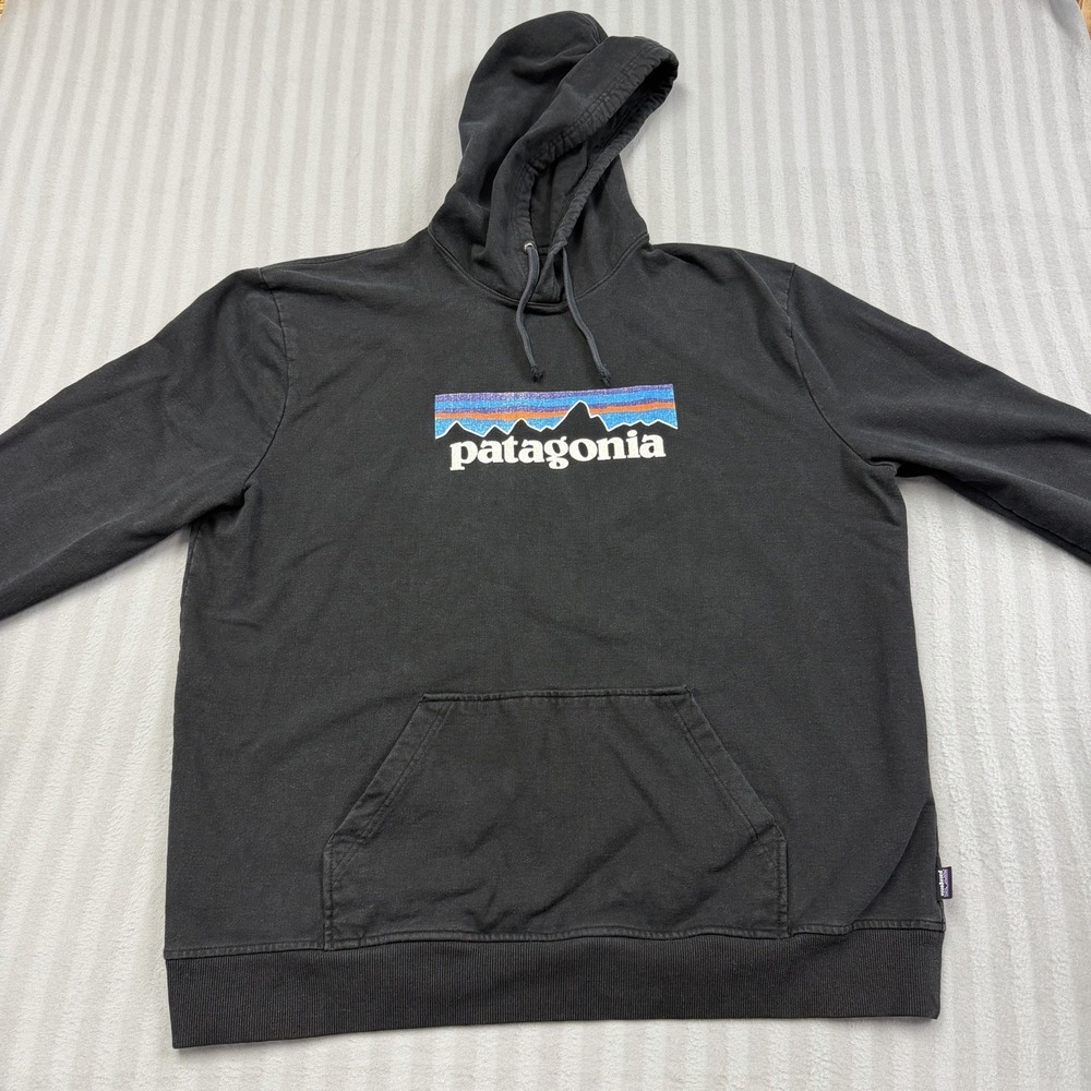 Patagonia Mens XXL Uprisal Hoody Black P-6 Logo Pullover Sweatshirt Hoodie XXL